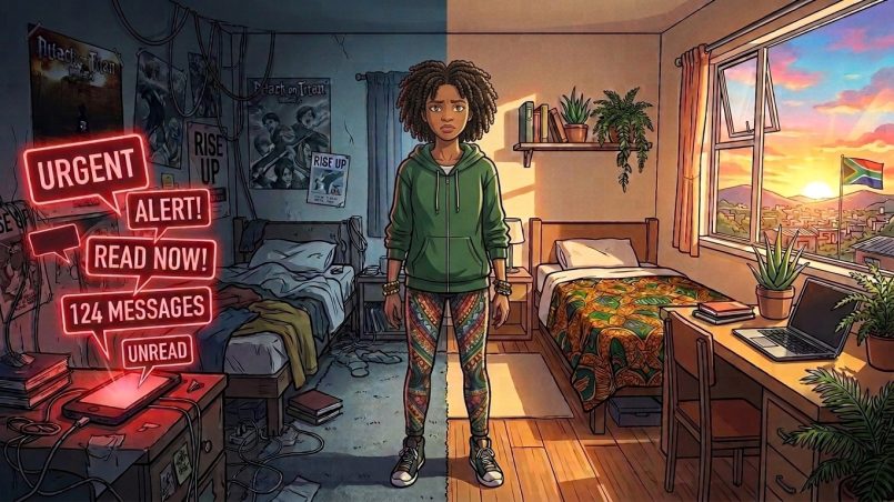 Young girl standing in shared room