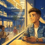Entrepreneur observing shoppers