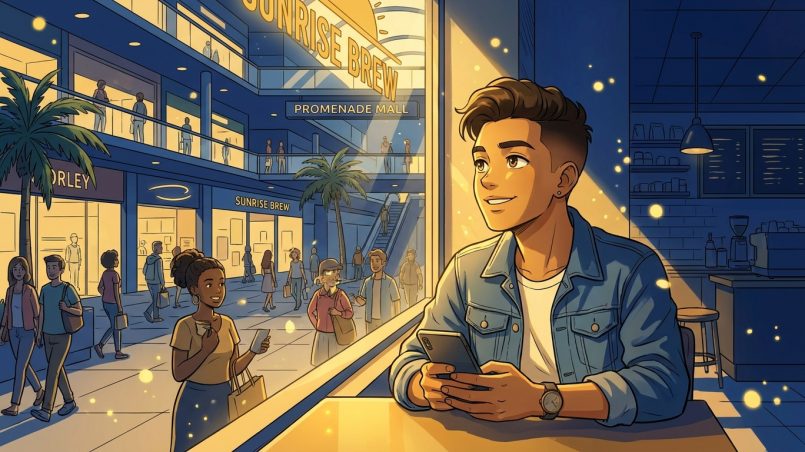 Entrepreneur observing shoppers