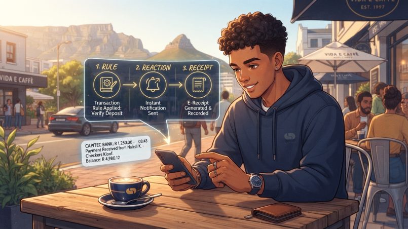 Young man viewing bank balance on phone